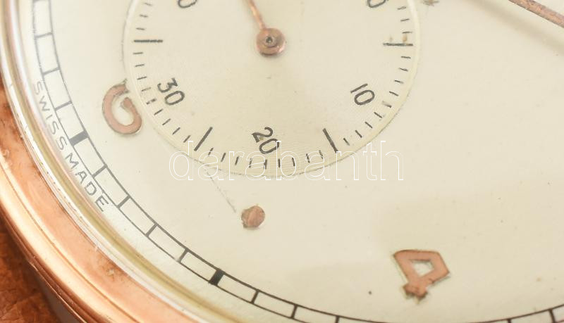 Movado 14K arany kézi felhúzós férfi karóra. Jelzett, hibátlan számlappal, bőr sz íjjal 32 mm - Image 4