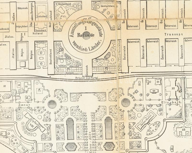 1873 Bécs, Offizieller Plan der Weltausstellung, vászontérkép, 52×61 cm - Image 2