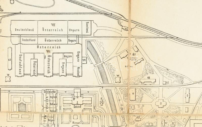 1873 Bécs, Offizieller Plan der Weltausstellung, vászontérkép, 52×61 cm - Image 3
