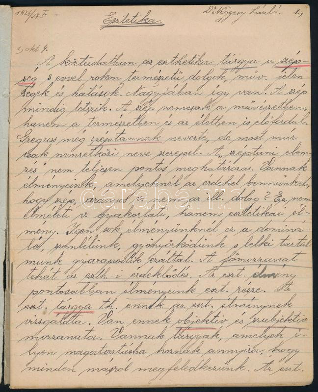 cca 1910 2 db Négyessy László irodalomtudós előadásait tartalmazó szemináriumi jegyzetfüzet - Image 2