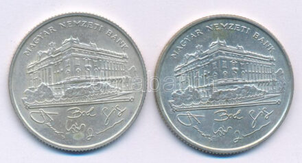 1993. 200Ft Ag 'MNB' (2x) T:AU,XF patina Adamo F13