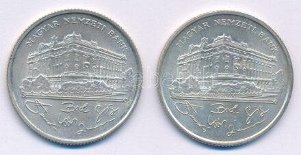 1993. 200Ft Ag 'MNB' (2x) T:AU,XF patina Adamo F13