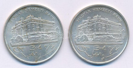 1993. 200Ft Ag 'MNB' (2x) T:AU,XF patina Adamo F13