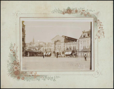 cca 1905 Budapest, Batthyány tér, háttérben Mátyás-templom, Halászbástya, kartonra kasírozott fotó, 12,5×17,5 cm