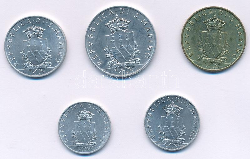 San Marino 1979. 1L-20L (5xklf) forgalmi emlékkiadások T:UNC,AU San Marino 1979. 1 Lira - 20 Lire (5xdiff) circulating commemorative coins C:UNC,AU - Image 2