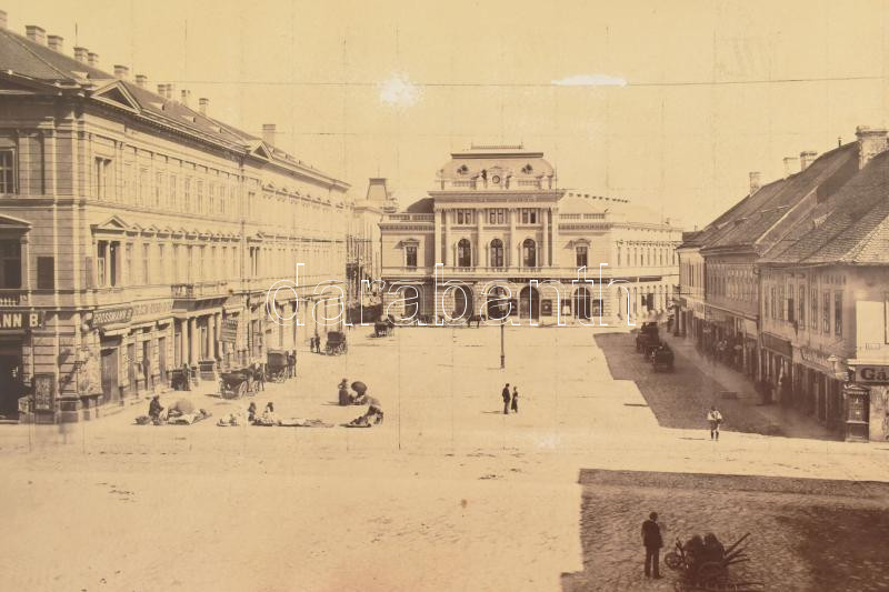 cca 1890 Szeged, Klauzál tér, Kárász utca, Európa Szálloda, Grossmann B., Kiss Zsigmond, Lausevits és Stojkovits, Pulczner Gyula özv. üzletei, felületi sérülésekkel, 27×32 cm - Image 2