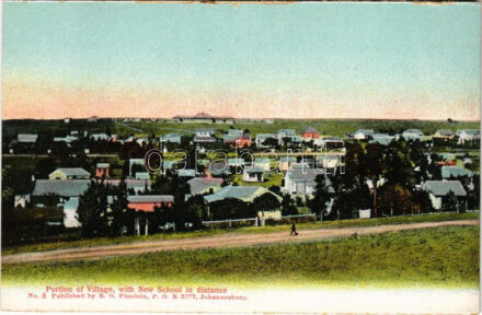 Cullinan Diamond Mine, Portion of Village with New School in distance. Published by R. O. Füsslein No. 8. - from postcard booklet