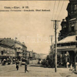 Kiev, Kiew, Kyiv; Kreschatik, Hotel National, tram, pharmacy, shops (tear)