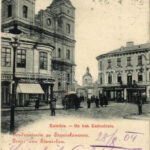 1904 Ivano-Frankivsk, Stanislawów, Stanislau; Katedra / Gr. kat. Kathedrale / cathedral, shops (fl)