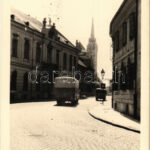 Budapest I. utca a várban, Mátyás templom, építkezés, autóbusz. photo (non PC)