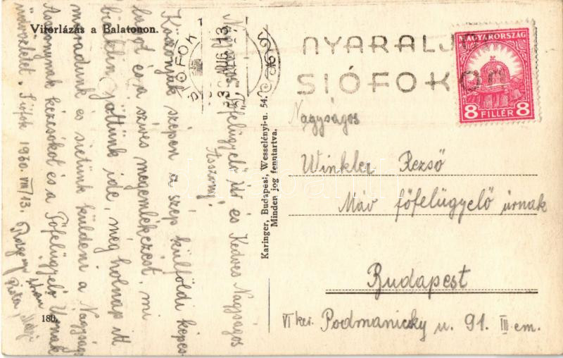 1930 Siófok, Balaton, vitorlás a kikötőben - Image 2