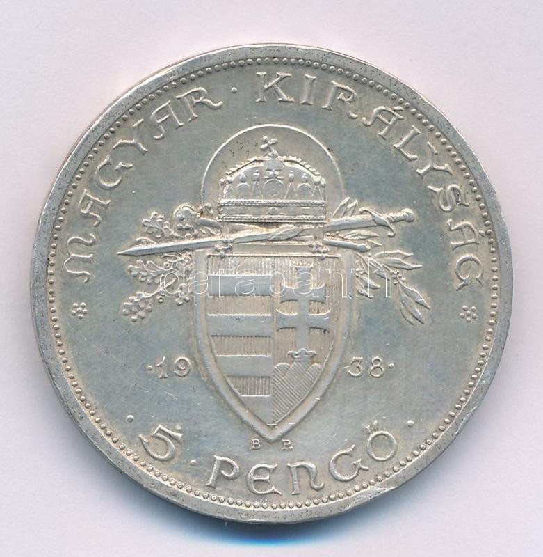 1938. 5P Ag 'Szent István' T:AU patina, kis ph. Adamo P8.1 - Image 2
