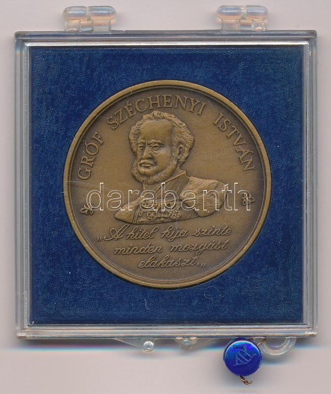 ~1986. 'Gróf Széchenyi István / Magyar Hitel Bank Rt.' bronz emlékérem plombált ÁPV tokban (42,5mm) T:UNC