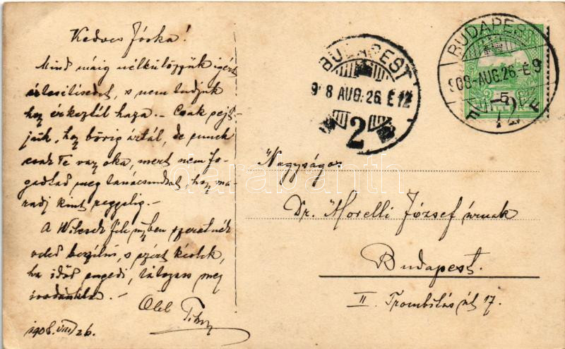 1908 Budapest XXII. Budafok, Törley pezsgőgyár, borok átvétele az udvaron, lovaskocsik / Champagnerfabrik, Weinübernahme (EK) - Image 2