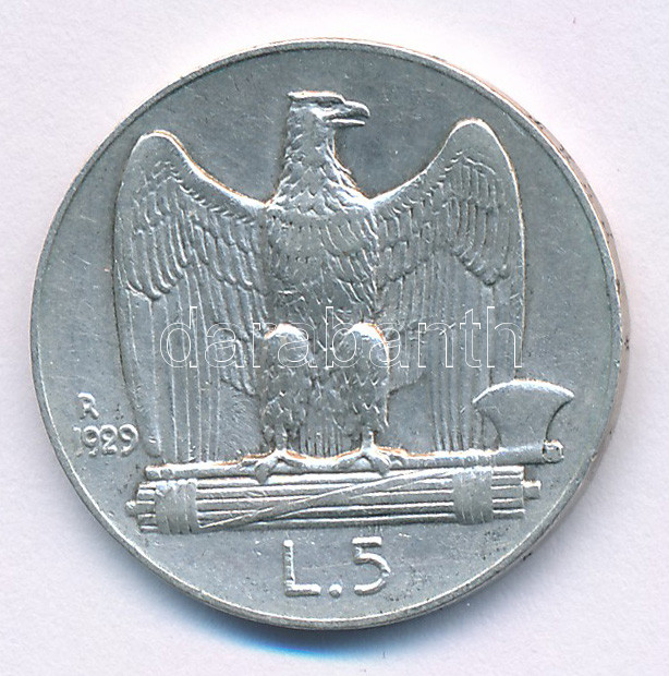 Olaszország 1929R 5L Ag 'III. Viktor Emánuel' T:XF Italy 1929R 5 Lire Ag 'Vittorio Emanuele III' C:XF Krause KM#67.1 - Image 2