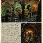 1901 Hamburg, Gruss von der Bergfahrt in Tirol, Rutschbahn / ghost train ride, slide. Kunst-Anstalt v. H. A. J. Schultz litho (small tear)