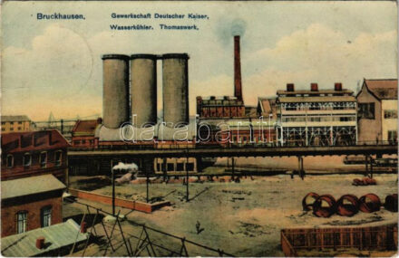 Duisburg, Bruckhausen, Gewerkschaft Deutscher Kaiser, Wasserkühler, Thomaswerk / coal mine, factory, water cooler (Rb)