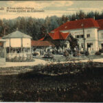 1915 Tarcsa, Tarcsafürdő, Bad Tatzmannsdorf; Miksa artézi forrás, forrásépület és colonade. Hönigmann Jakab kiadása / spa, spring source, bath (fa)