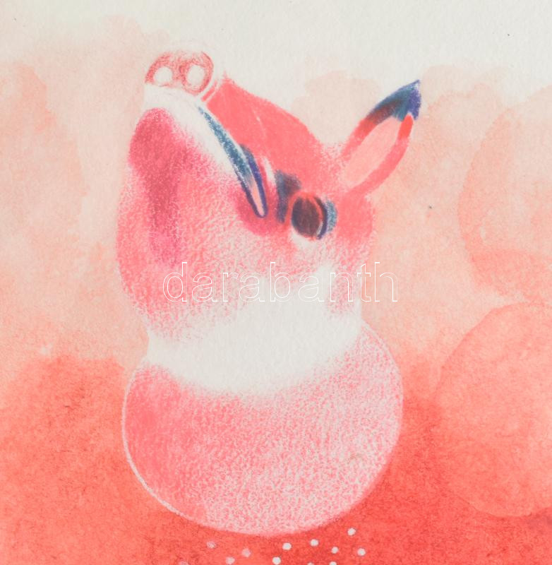 Földi Péter (1949-): A vörös disznó, 1996. Vizespác, papír, jelezve jobbra lent. Üvegezett fakeretben. 58x57 cm - Image 3