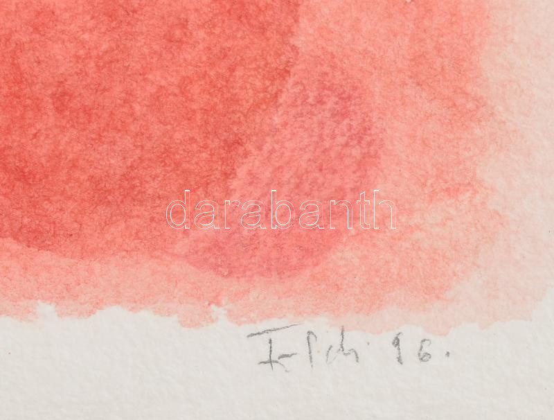 Földi Péter (1949-): A vörös disznó, 1996. Vizespác, papír, jelezve jobbra lent. Üvegezett fakeretben. 58x57 cm - Image 4