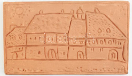 Kerámia falikép, mázatlan, jelzés nélkül, kopásokkal, 11,5x20 cm
