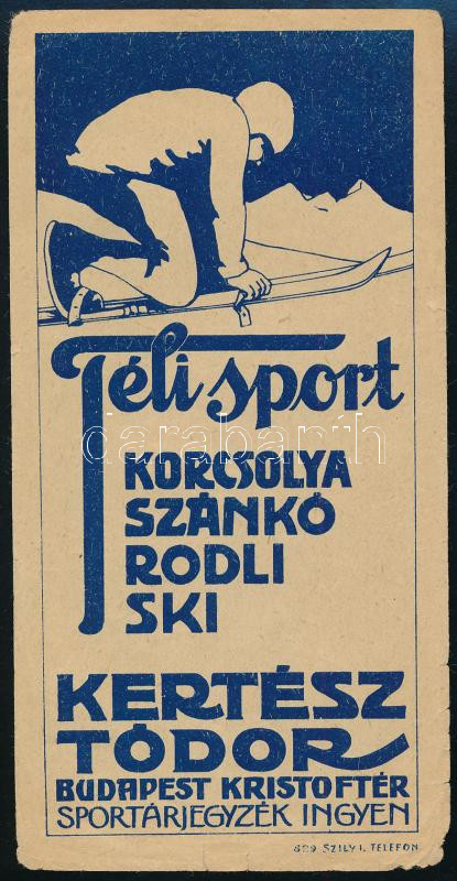 Kertész Tódor sport áruház számolócédula
