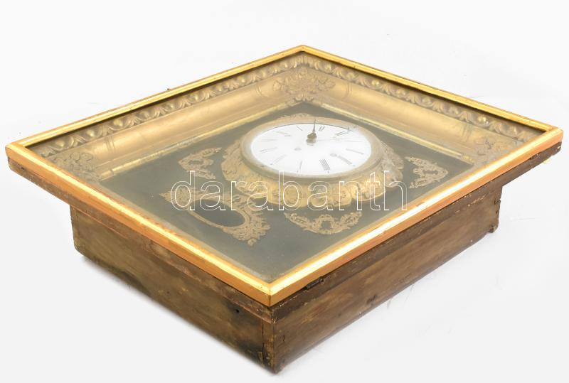1850 körül, aranyozott keretóra, negyedütős, nincs kipróbálva, szép állapotban. 54x46 cm - Image 4