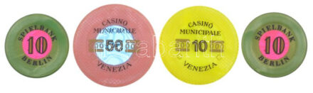 4db-os német és olasz műanyag kaszinó zseton tétel (4db/3xklf) T:XF