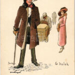 Selmecbánya, Schemnitz, Banská Stiavnica; A balek. A Selmeci Diákéletből V. Studentika. Röttig-Romwalter nyomda rt. Sopron / Studentica art postcard s: Bartha L. (EK)