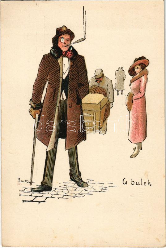 Selmecbánya, Schemnitz, Banská Stiavnica; A balek. A Selmeci Diákéletből V. Studentika. Röttig-Romwalter nyomda rt. Sopron / Studentica art postcard s: Bartha L. (EK)
