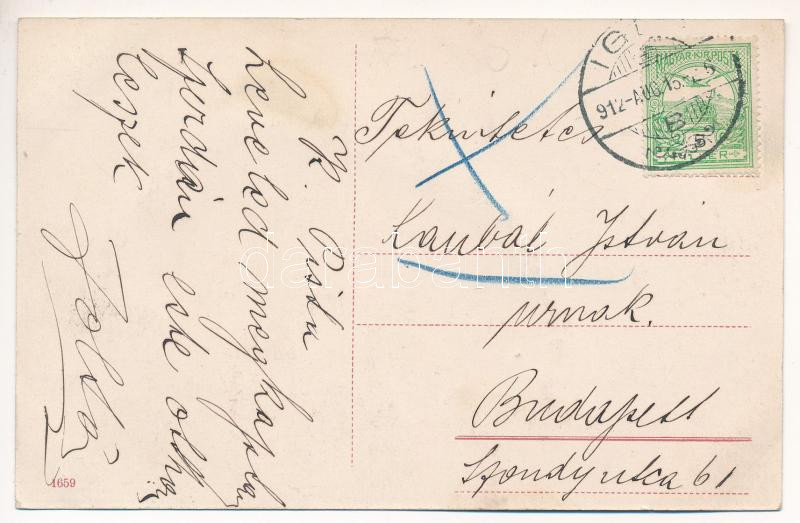 1912 Igló, Zipser Neudorf, Spisská Nová Ves; Iskola utca, zsinagóga / street, synagogue - Image 2