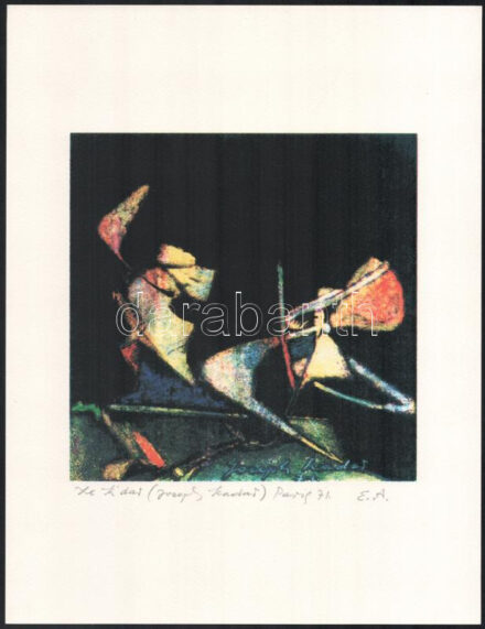 Joseph Kádár (1936-2019): Szürrealista kompozíció, 1971. Elektrográfia, papír, jelzett. Művészpéldány E.A jelzéssel. Hátoldalon a művész pecsétjével. 19,5x19,5 cm / Joseph Kádár (1936-2019): Surrealistic composition, 1971.