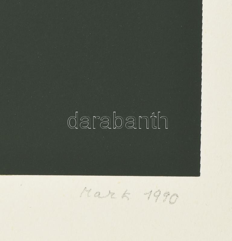 Mark (Márkus), Anna (1928-): Geometrikus kompozíció, 1990. Szitanyomat, papír, jelzett, számozott (18/40). 45,5x34 cm / serigraphy on paper, signed, numbered (18/40) - Image 3