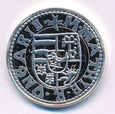 DN 'Magyarok Kincstára - Hunyadi Mátyás ezüst garas' ezüstözött rézötvözet utánveret, kapszulában (25mm) T:PP