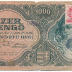 1945. 1000P 'MNB' bélyeggel, 'Gyermekposta Hivatal' felülbélyegzéssel T:F kis szakadás Adamo P22e