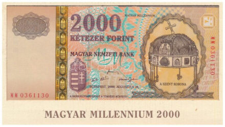 2000. 2000Ft 'Millenium' 'MM 0361130' bontaott díszcsomagolásban, ragasztva T:I Adamo F56A