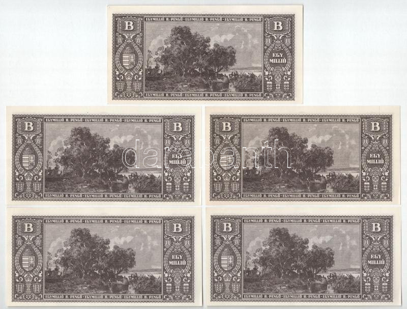 1946. 1.000.000BP (5x) T:AU / Hungary 1946. 1.000.000 Bilpengő (5x) C:AU Adamo P37 - Image 2