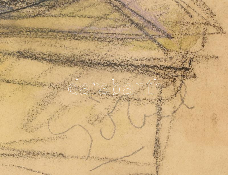 Czóbel Béla (1883-1976): Csendélet. Vegyes technika, papír. Jelezve jobbra lent. Üvegezett fakeretben. 42x30 cm / Béla Czóbel (1889-1975): Still life. Mixed technique on paper, signed lower right. Framed. 42×30 cm - Image 3