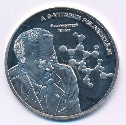 DN 'Nemzetünk nagyjai - Szent-György Albert' kétoldalas Ag emlékérem tanúsítvánnyal (10,37g/0,999/35mm) T:PP kis patina