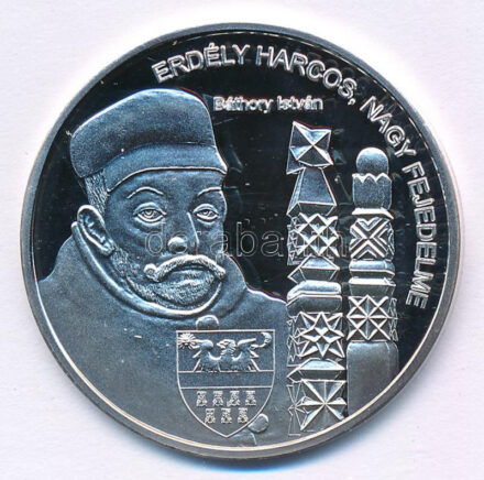 DN 'Nemzetünk nagyjai - Báthory István' kétoldalas Ag emlékérem tanúsítvánnyal (10,37g/0,999/35mm) T:PP kis patina