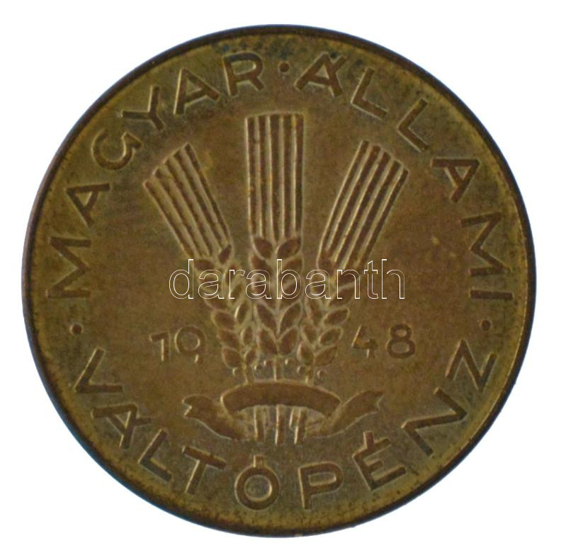 1948. 20f Cu-Al 'citromsárga' Artex veret T:UNC,AU patina Adamo F4