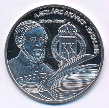 DN 'Nemzetünk nagyjai - Eötvös József' kétoldalas Ag emlékérem tanúsítvánnyal (10,37g/0,999/35mm) T:PP kis patina