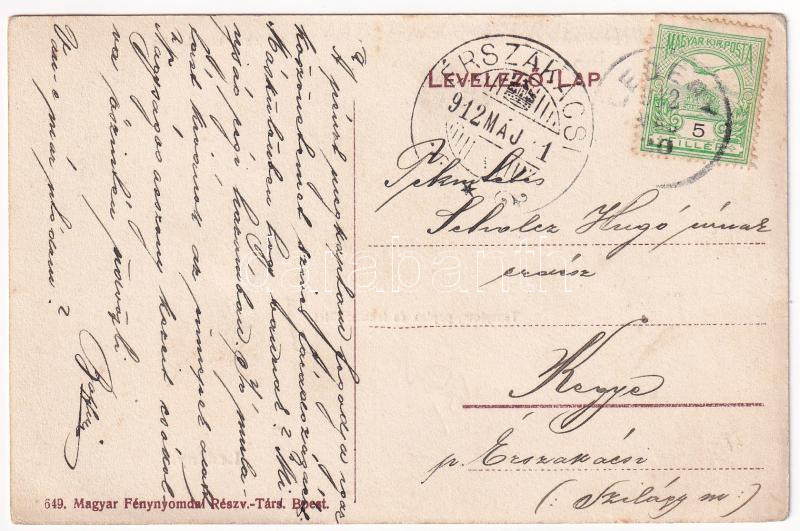 1912 Ledény, Ladzany; templom, paplak, iskola, Méltóságos Ruston urasági kastélya, Brüll Jakab üzlete / church, rectory, school, castle, shop. Art Nouveau, floral - Image 2