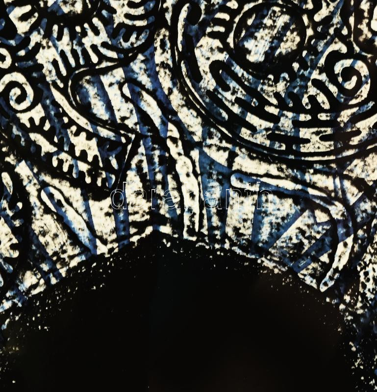 Feszt László, ifj. (1957-): 'Composition A/84', 1984. Kollográfia, papír, jelzett, művészpéldány E d'A. jelzéssel. 59×36 cm. Üvegezett fakeretben. - Image 2