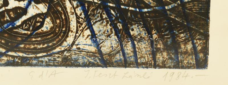 Feszt László, ifj. (1957-): 'Composition A/84', 1984. Kollográfia, papír, jelzett, művészpéldány E d'A. jelzéssel. 59×36 cm. Üvegezett fakeretben. - Image 3