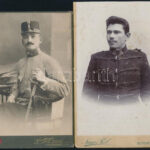 cca 1880-1900 4 db katonákat ábrázoló kabinetfotó vegyes állapotban