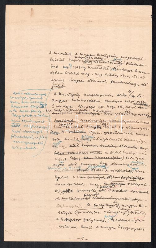 cca 1942-1943 Kring Miklós Muraközről (a trianoni döntéssel Horvátországhoz csatolt történelmi régió) külügyminisztériumi felkérésre írt, revizionista megközelítésű tanulmányának eredeti kézirata ill. gépirata, 6 kézzel