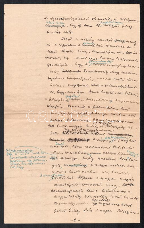 cca 1942-1943 Kring Miklós Muraközről (a trianoni döntéssel Horvátországhoz csatolt történelmi régió) külügyminisztériumi felkérésre írt, revizionista megközelítésű tanulmányának eredeti kézirata ill. gépirata, 6 kézzel - Image 2