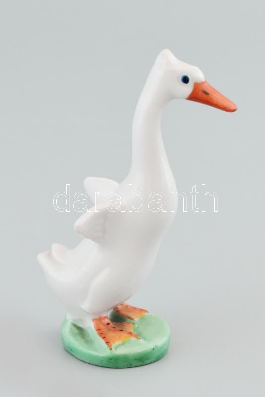 Herendi kacsa, kézzel festett porcelán, jelzett, hibátlan, m: 7,5 cm.