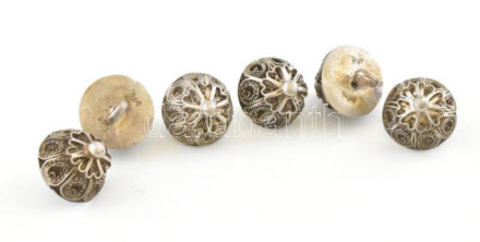 Antik Ezüst (Ag) 6db, pityke gomb, jelzett, nettó: 28g, gyűjtői darab!